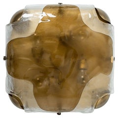 1 of the 2 Two-tone Brass Glass Wall Light by J.T. Kalmar, Austria, 1960s
