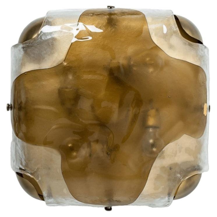 1 of the 2 Two-tone Brass Glass Wall Light by J.T. Kalmar, Austria, 1960s