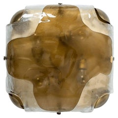 1 of the 2 Two-tone Brass Glass Wall Light by J.T. Kalmar, Austria, 1960s