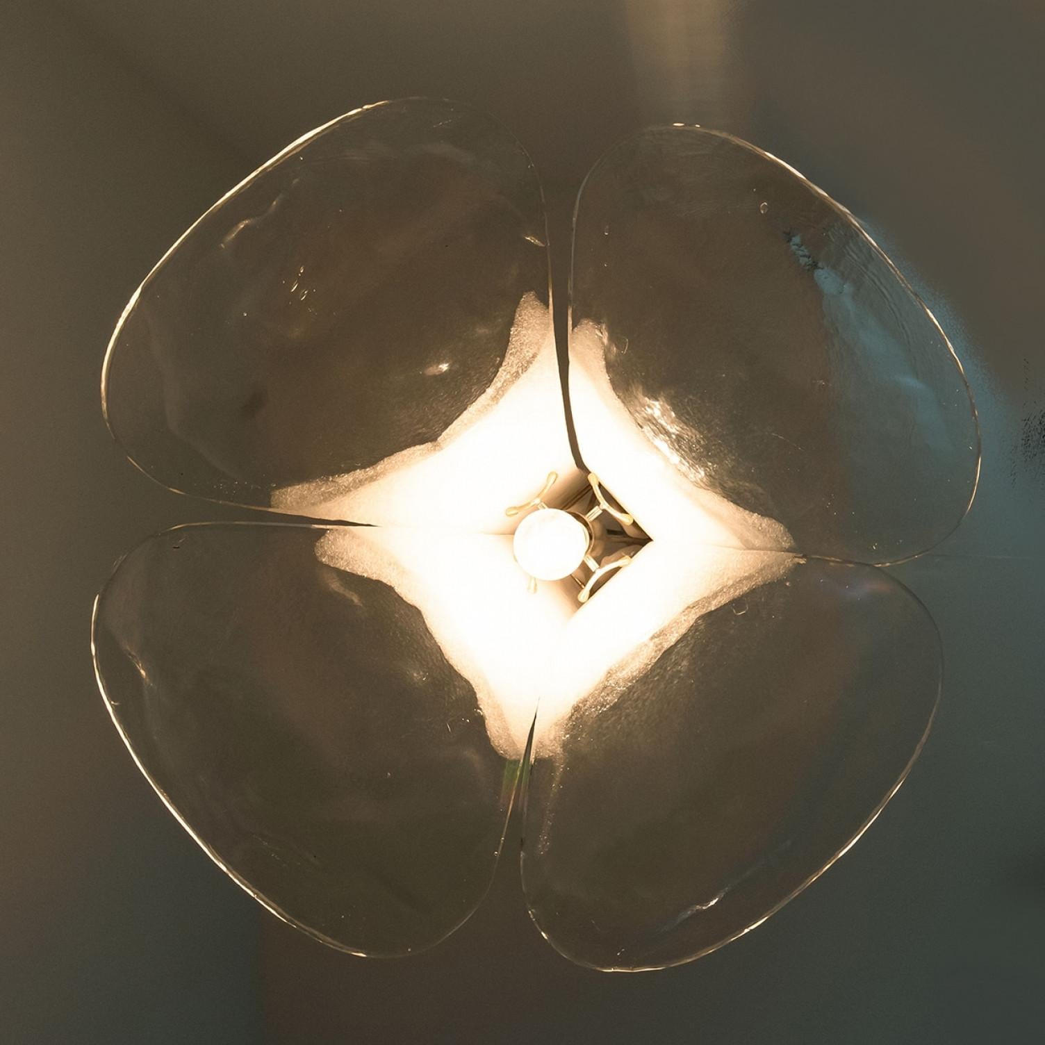 1 de las 2 Lámpara colgante Flor blanca de Carlo Nason, 1960 Vidrio en venta
