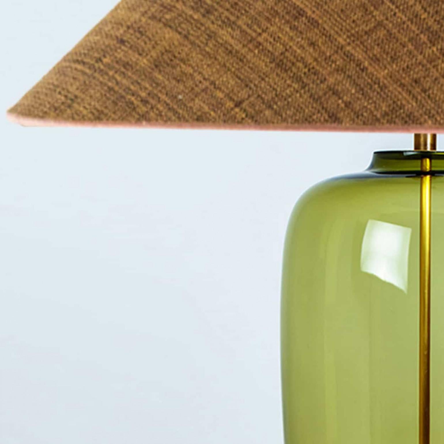 Mid-Century Modern 1 of the 2 XL Bubble Glass Table Lamps, Custom Silk Lampshade by R. Houben en vente