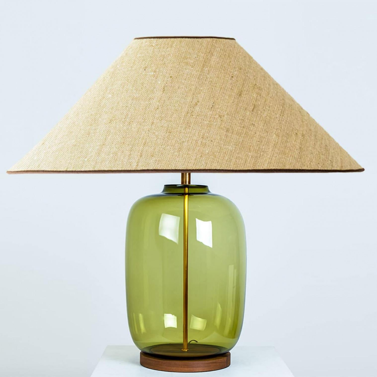 Autre 1 of the 2 XL Bubble Glass Table Lamps, Custom Silk Lampshade by R. Houben en vente