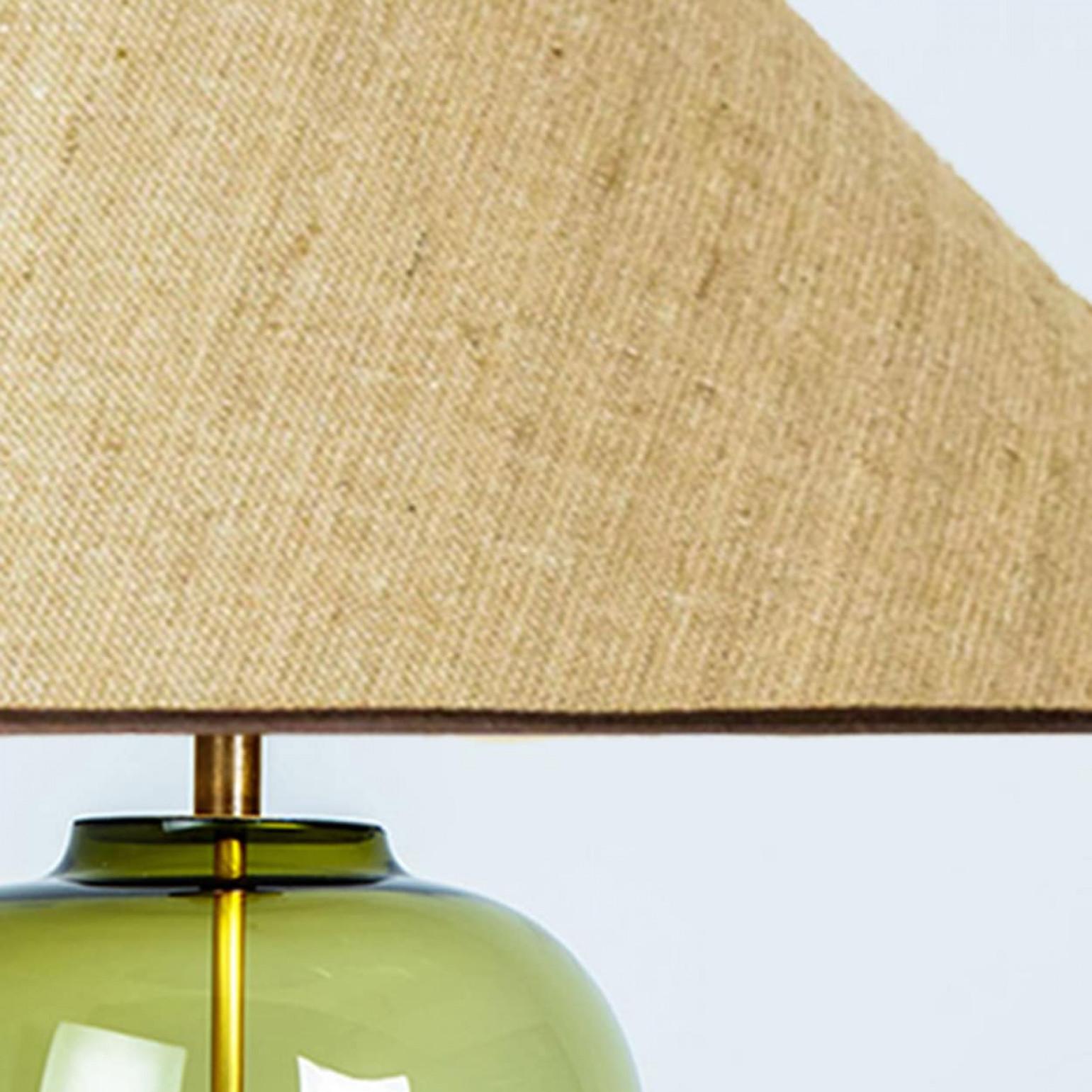 1 of the 2 XL Bubble Glass Table Lamps, Custom Silk Lampshade by R. Houben Bon état - En vente à Rijssen, NL