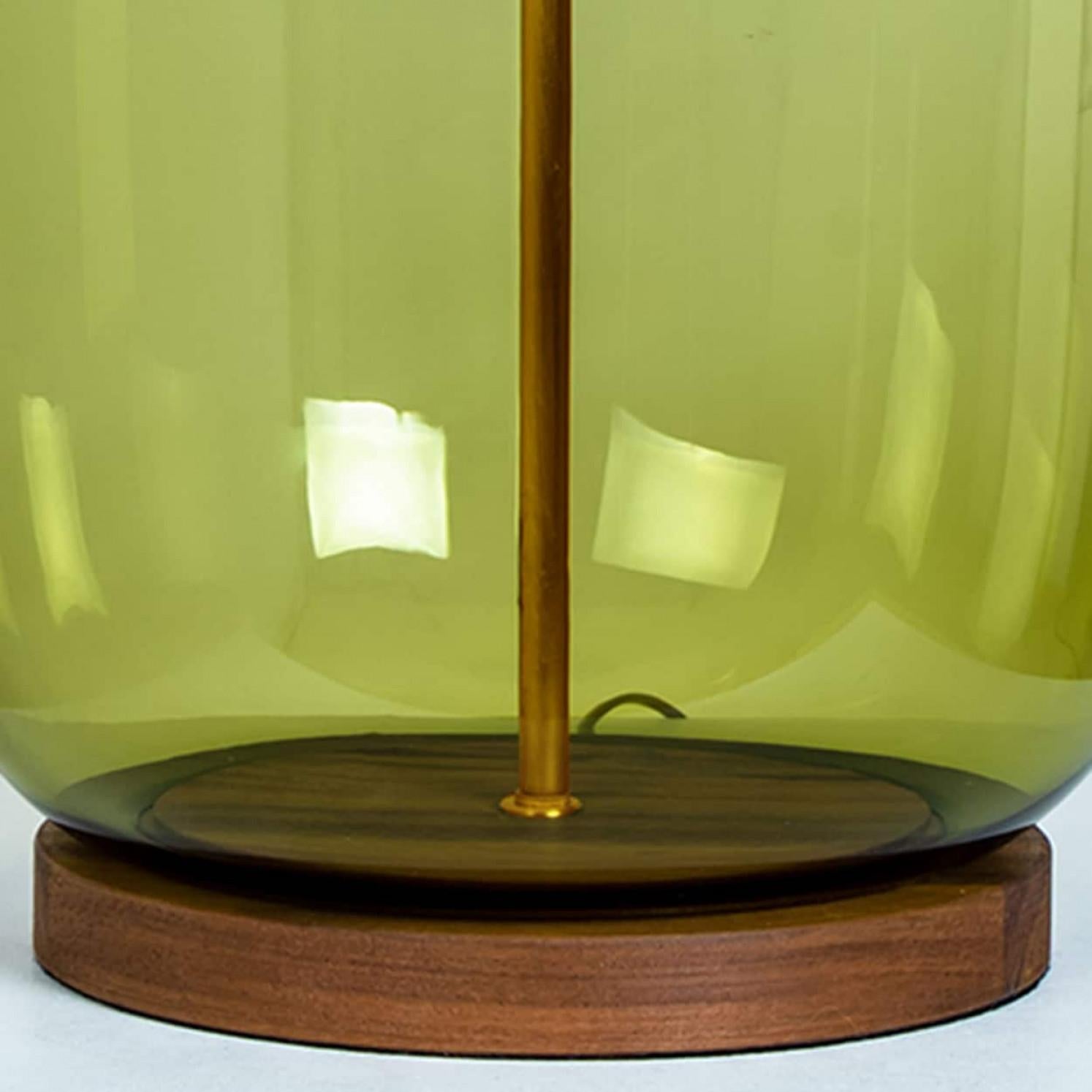 Fin du 20e siècle 1 of the 2 XL Bubble Glass Table Lamps, Custom Silk Lampshade by R. Houben en vente