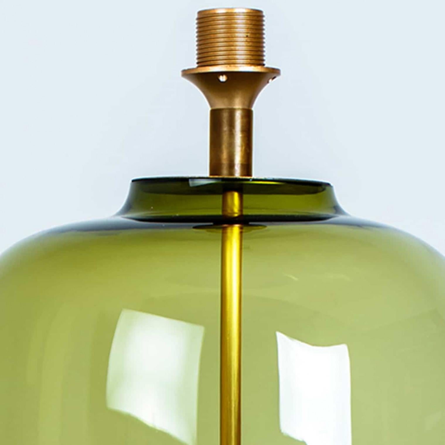 Céramique 1 of the 2 XL Bubble Glass Table Lamps, Custom Silk Lampshade by R. Houben en vente