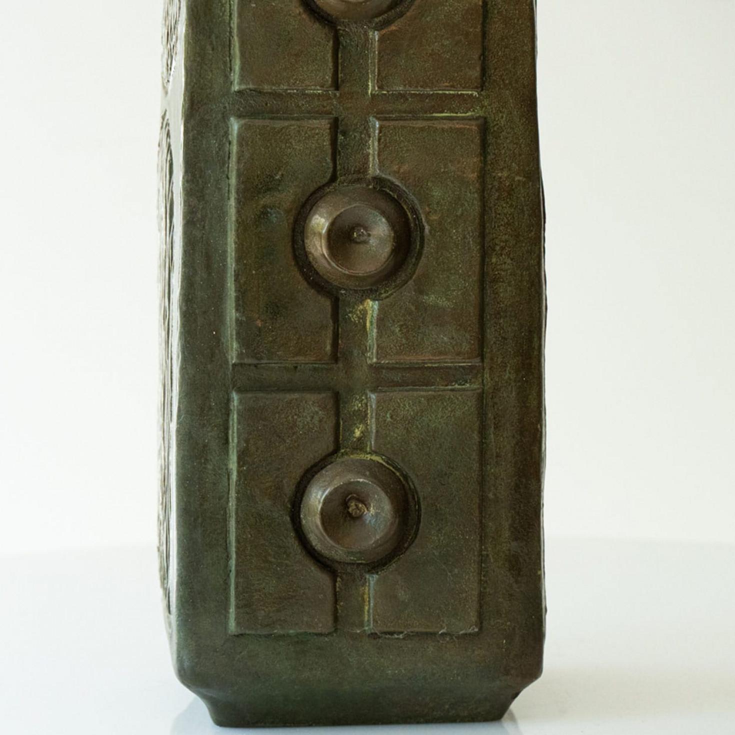 1 of the 2 XL Ceramic Floor Table Lamps, Custom Silk Lamp Shades by R. Houben For Sale 4