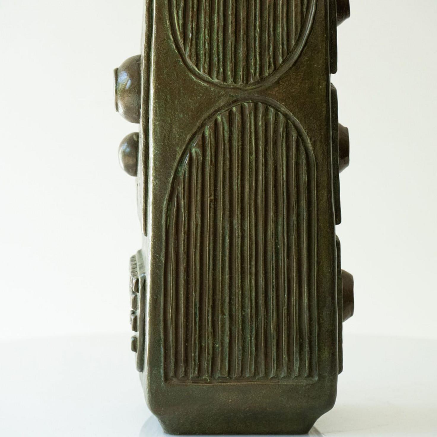 Late 20th Century 1 of the 2 XL Ceramic Floor Table Lamps, Custom Silk Lamp Shades by R. Houben For Sale