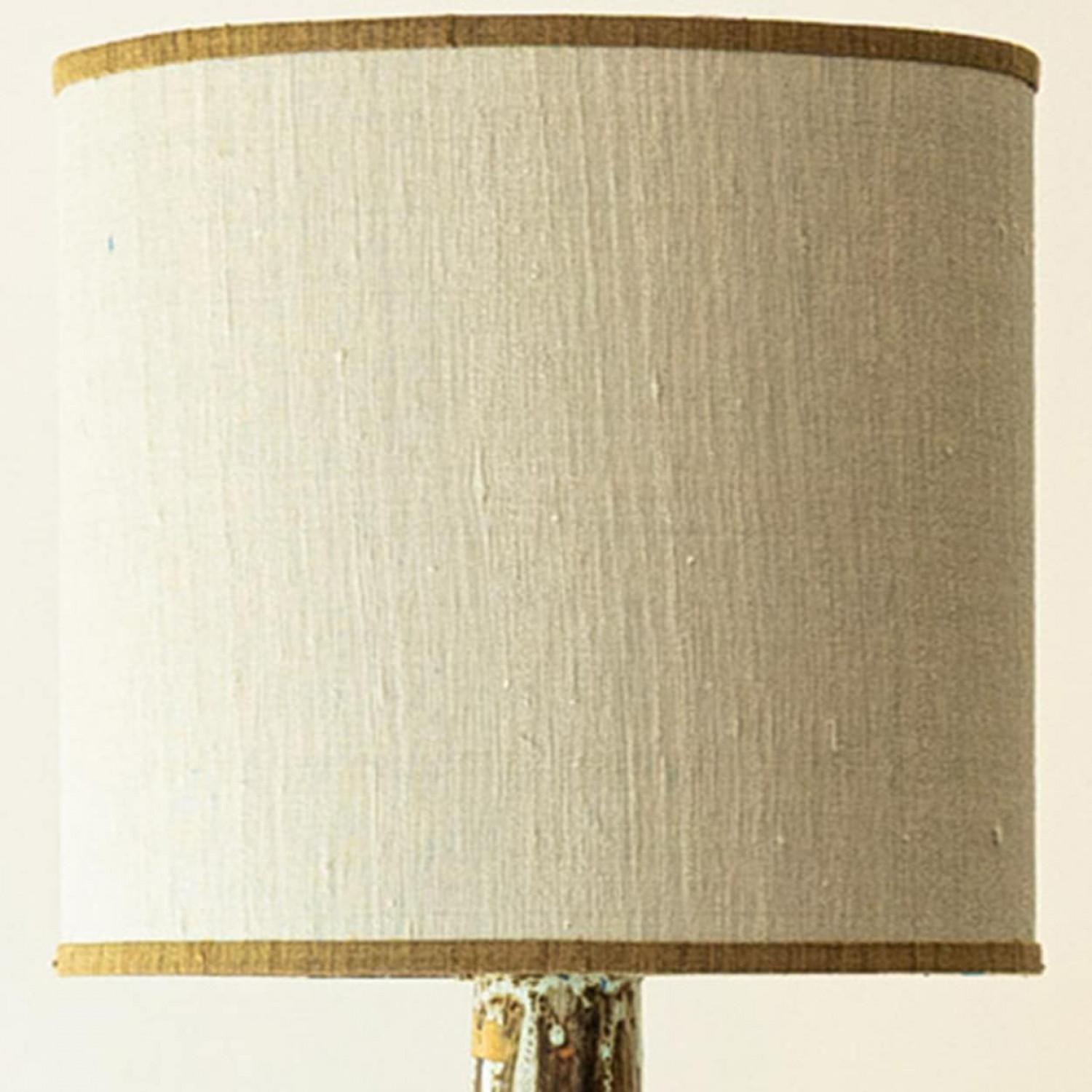1 of the 2 XL Ceramic Floor Table Lamps, Custom Silk Lamp Shades by R. Houben For Sale 2