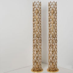 1 of the 2 XL Gold-Plated and Crystal Floor Lamp by Palwa, 1960s