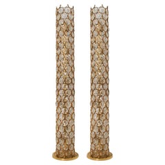 1 of the 2 XL Gold-Plated and Crystal Floor Lamp by Palwa, 1960s