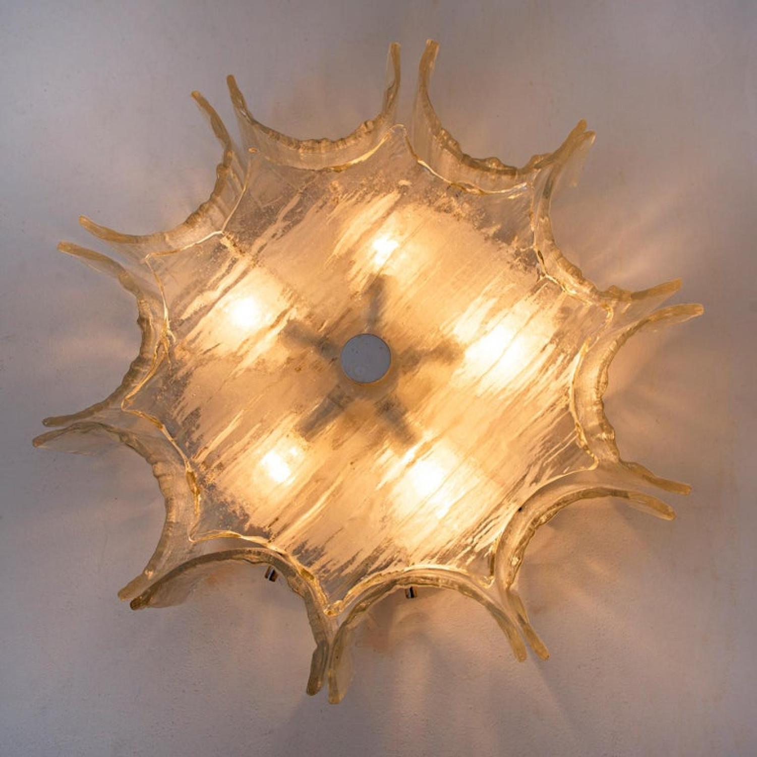 1 of the 2 XL Star Shaped Glass Flush Mounts 1960s For Sale 2