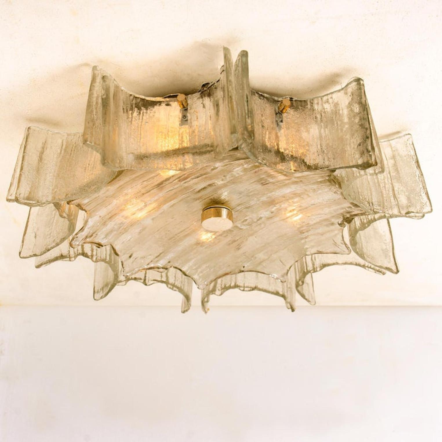 20th Century 1 of the 2 XL Star Shaped Glass Flush Mounts 1960s For Sale