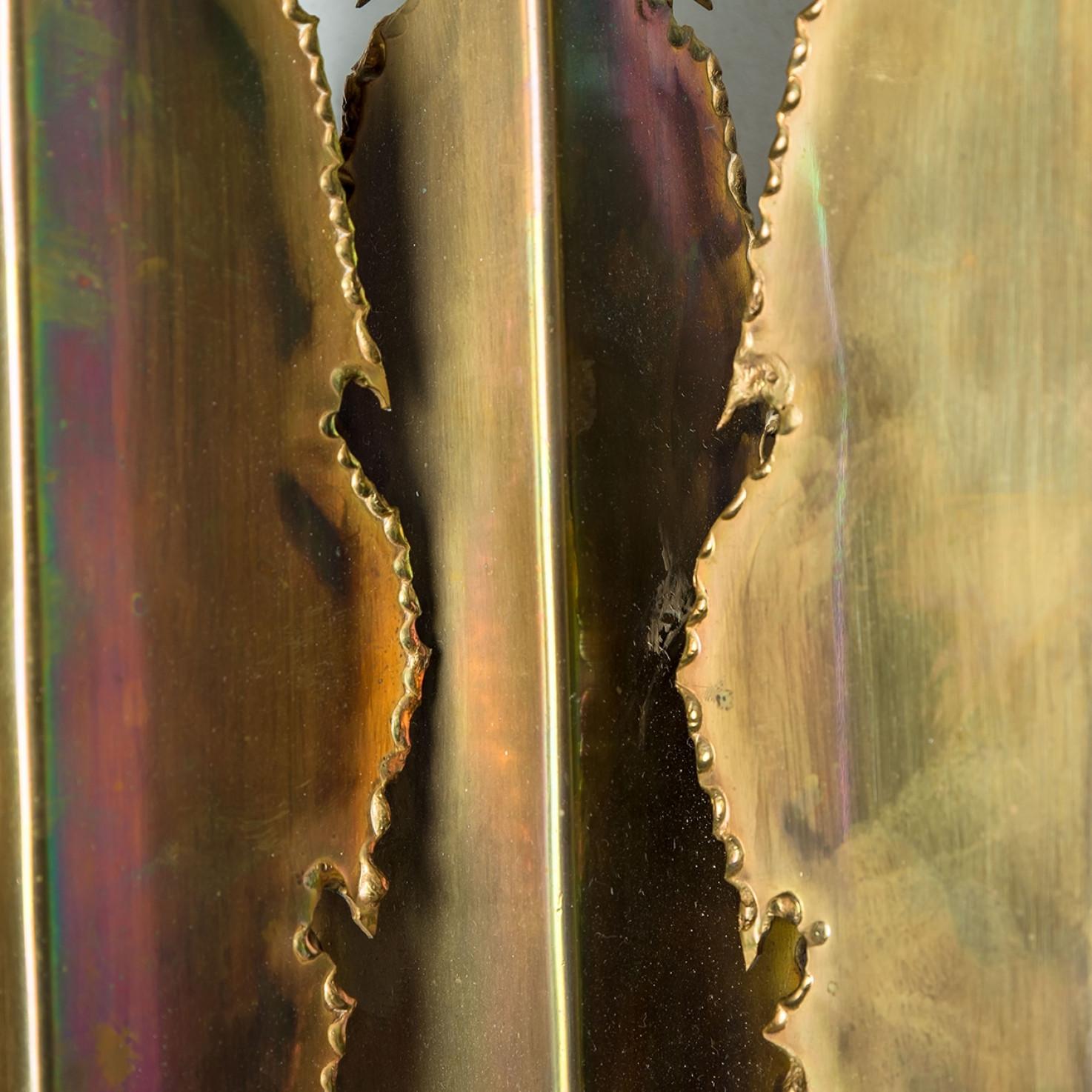 Brutalist 1 of the 2 XXL Brass Wall Sconces by Holm Sorensen, 1960 For Sale