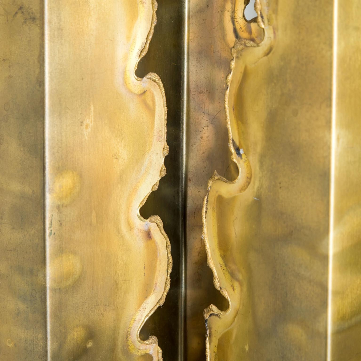 1 of the 2 XXL Brass Wall Sconces by Holm Sorensen, 1960 (Brutalismus) im Angebot
