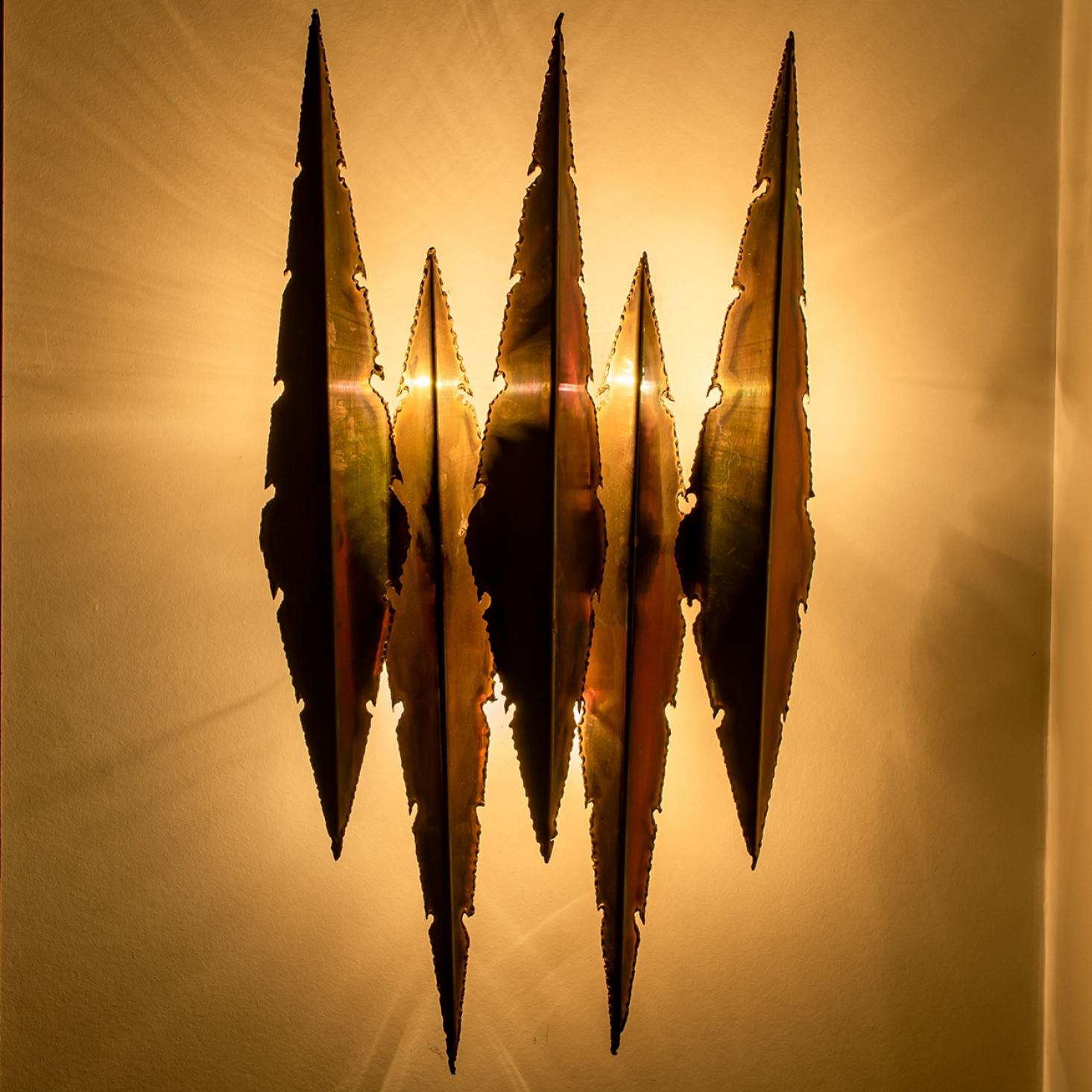 1 de los 2 apliques de latón XXL de Holm Sorensen, 1960 en Bueno estado para la venta en Rijssen, NL