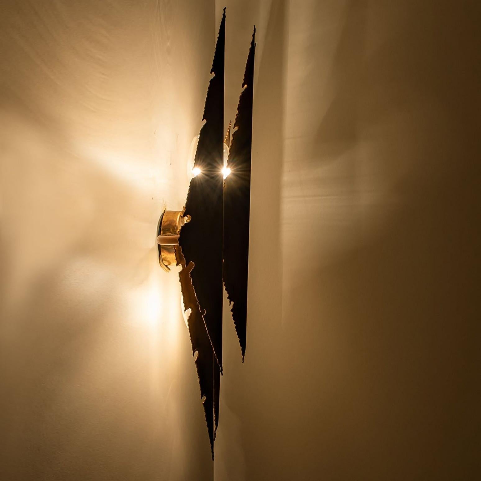 1 of the 2 XXL Brass Wall Sconces by Holm Sorensen, 1960 For Sale 1
