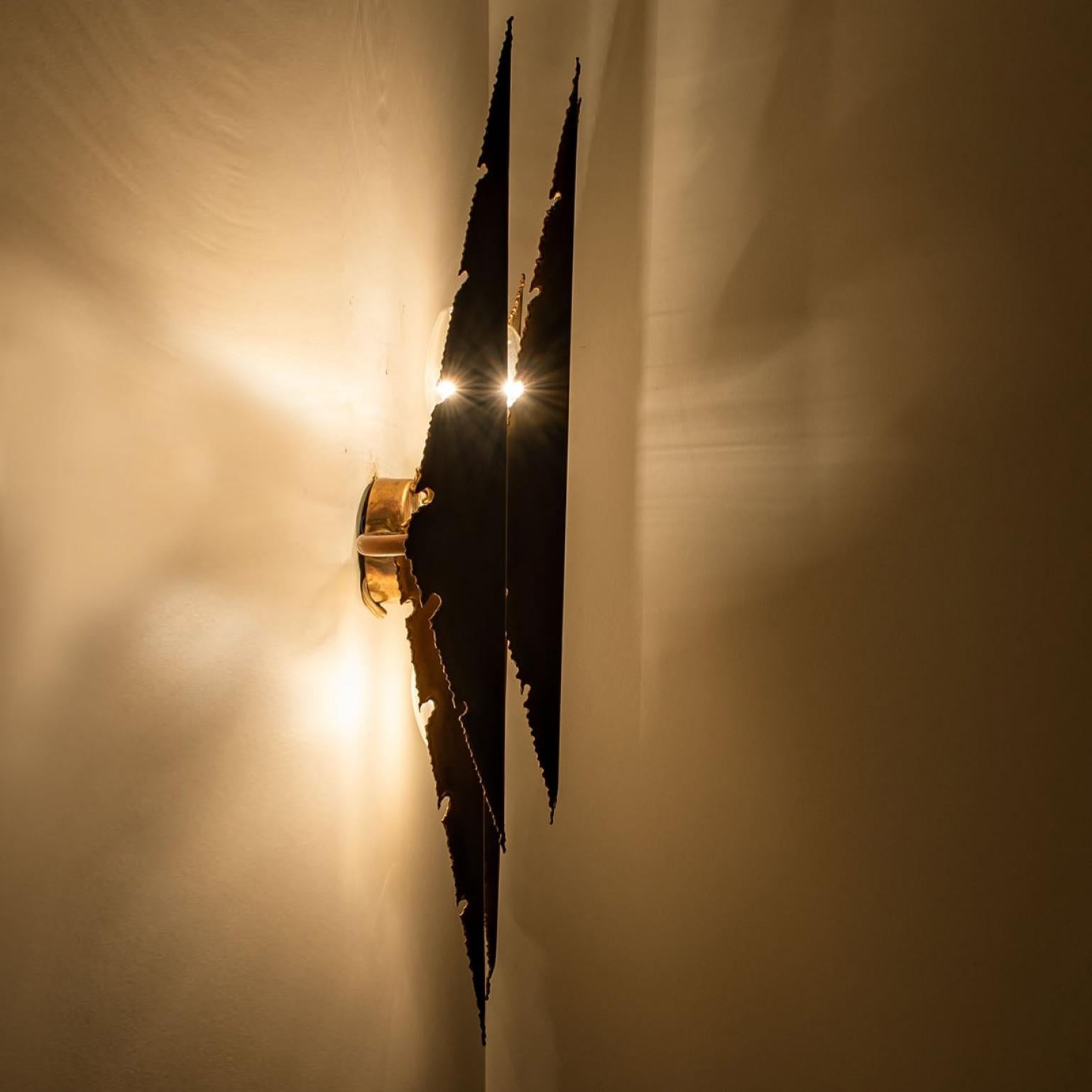 1 of the 2 XXL Brass Wall Sconces by Holm Sorensen, 1960 For Sale 2