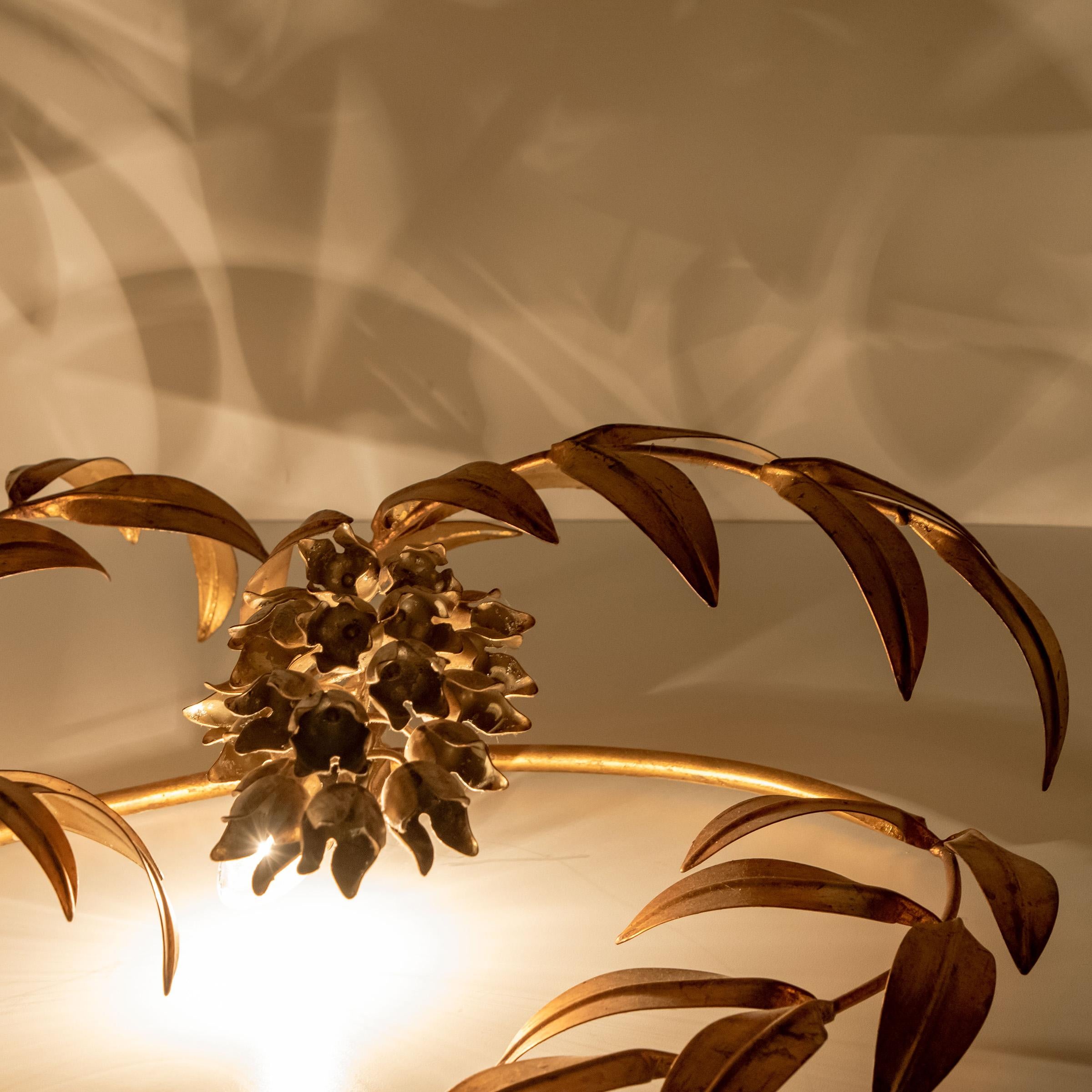 1 des 2 XXL Hans Kgl, Luminaire mural en métal doré en forme de palmier, style Maison Jansen en vente 9