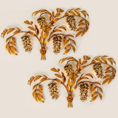 1 of the 2 XXL Hans Kögl, Gilt Metal Pal Tree Wall Fixture, Maison Jansen Style