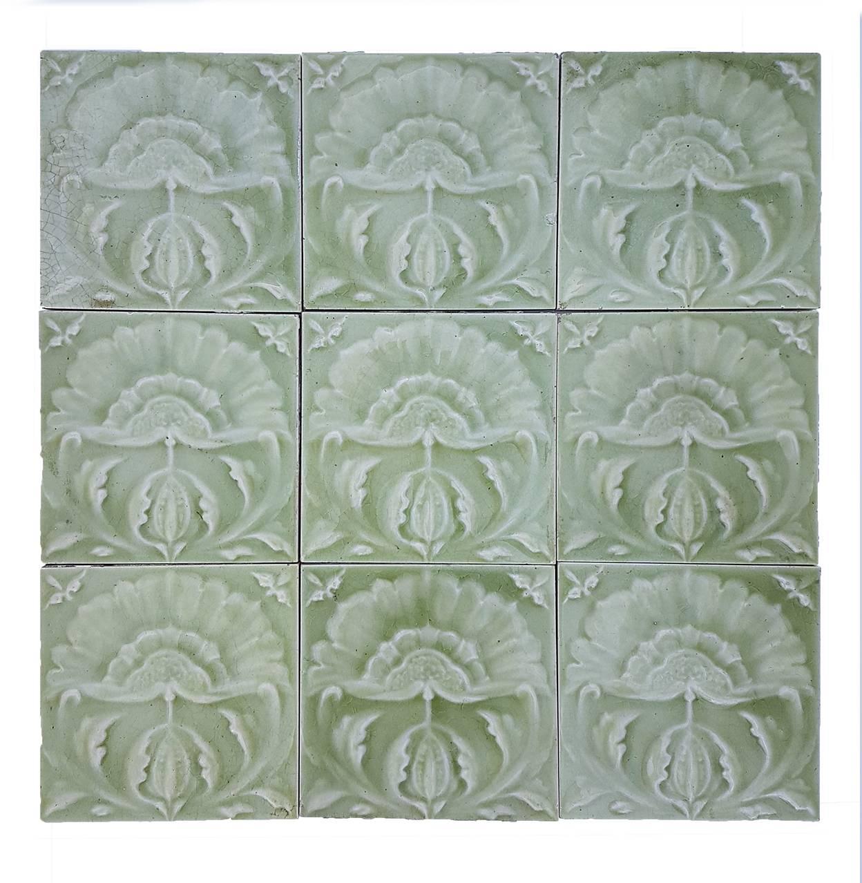 1 of the 20 Art Nouveau Relief Tiles by Craven Dunnill, & Co., 1905 In Good Condition In Rijssen, NL