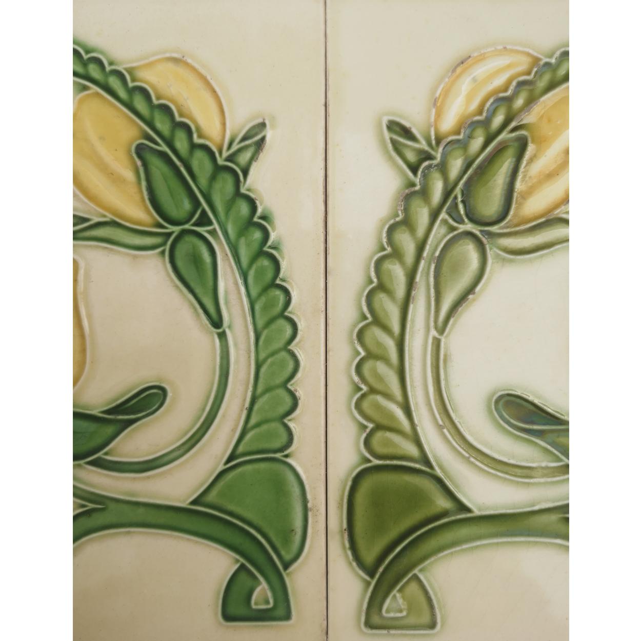 Belgian 1 of the 20 Glazed Art Nouveau Relief Tiles, Maison Helman, Céramiques d'Art
