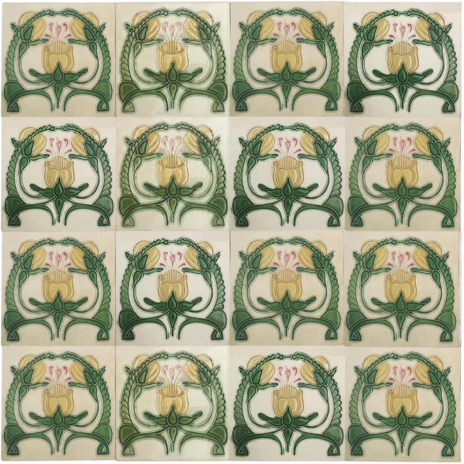 Early 20th Century 1 of the 20 Glazed Art Nouveau Relief Tiles, Maison Helman, Céramiques d'Art For Sale