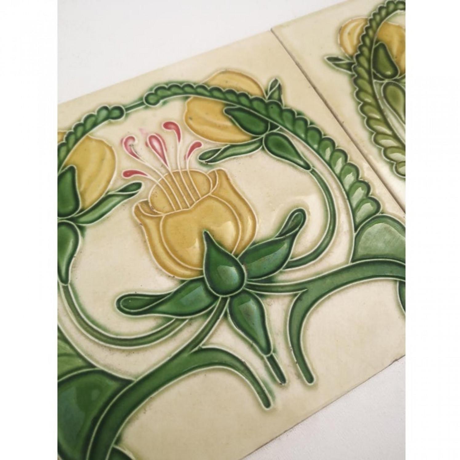 Ceramic 1 of the 20 Glazed Art Nouveau Relief Tiles, Maison Helman, Céramiques d'Art For Sale