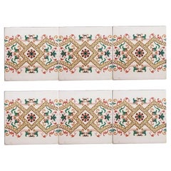 1 of the 20 Pcs Antique Ceramic Tiles with Fish by Onda Spain, circa 1900