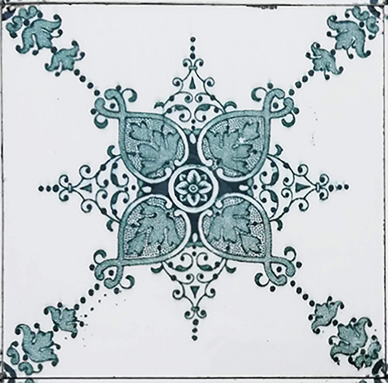 Belgian 1 of the 200 Darkgreen Antique Tiles, Societe Morialme circa 1920, Belgium For Sale