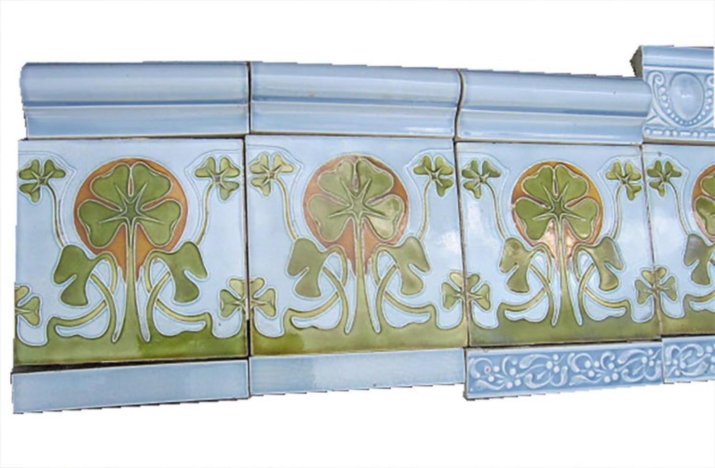1 of the 24 Glazed Art Nouveau Relief Tiles, 1920s 3