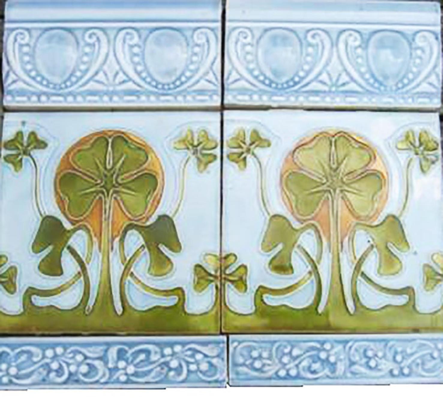 1 of the 24 Glazed Art Nouveau Relief Tiles, 1920s 4