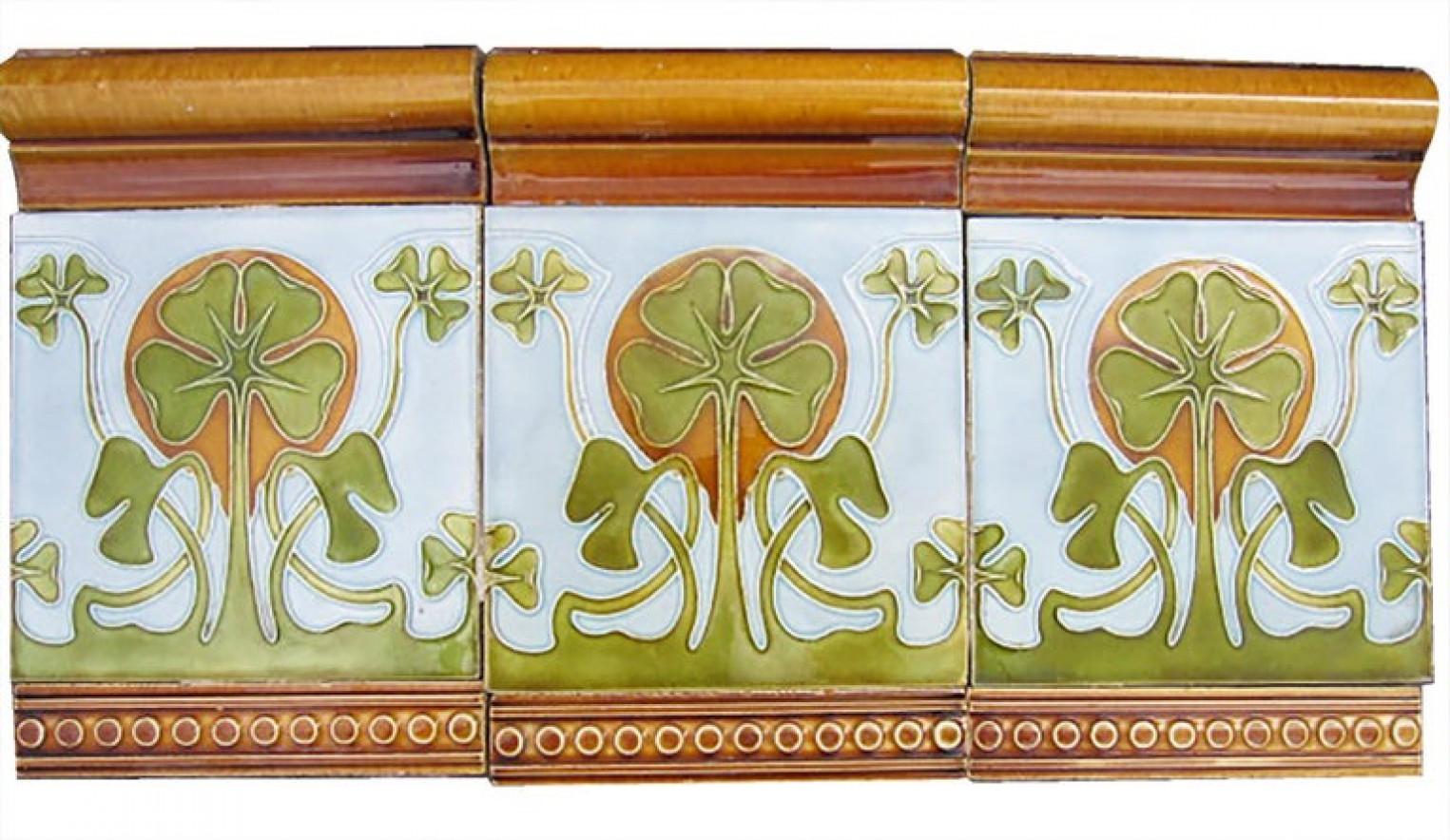1 of the 24 Glazed Art Nouveau Relief Tiles, 1920s For Sale 5