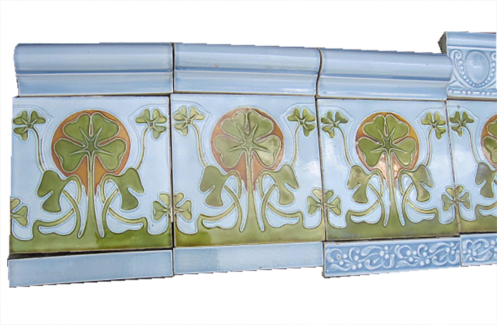 1 of the 24 Glazed Art Nouveau Relief Tiles, 1920s 5