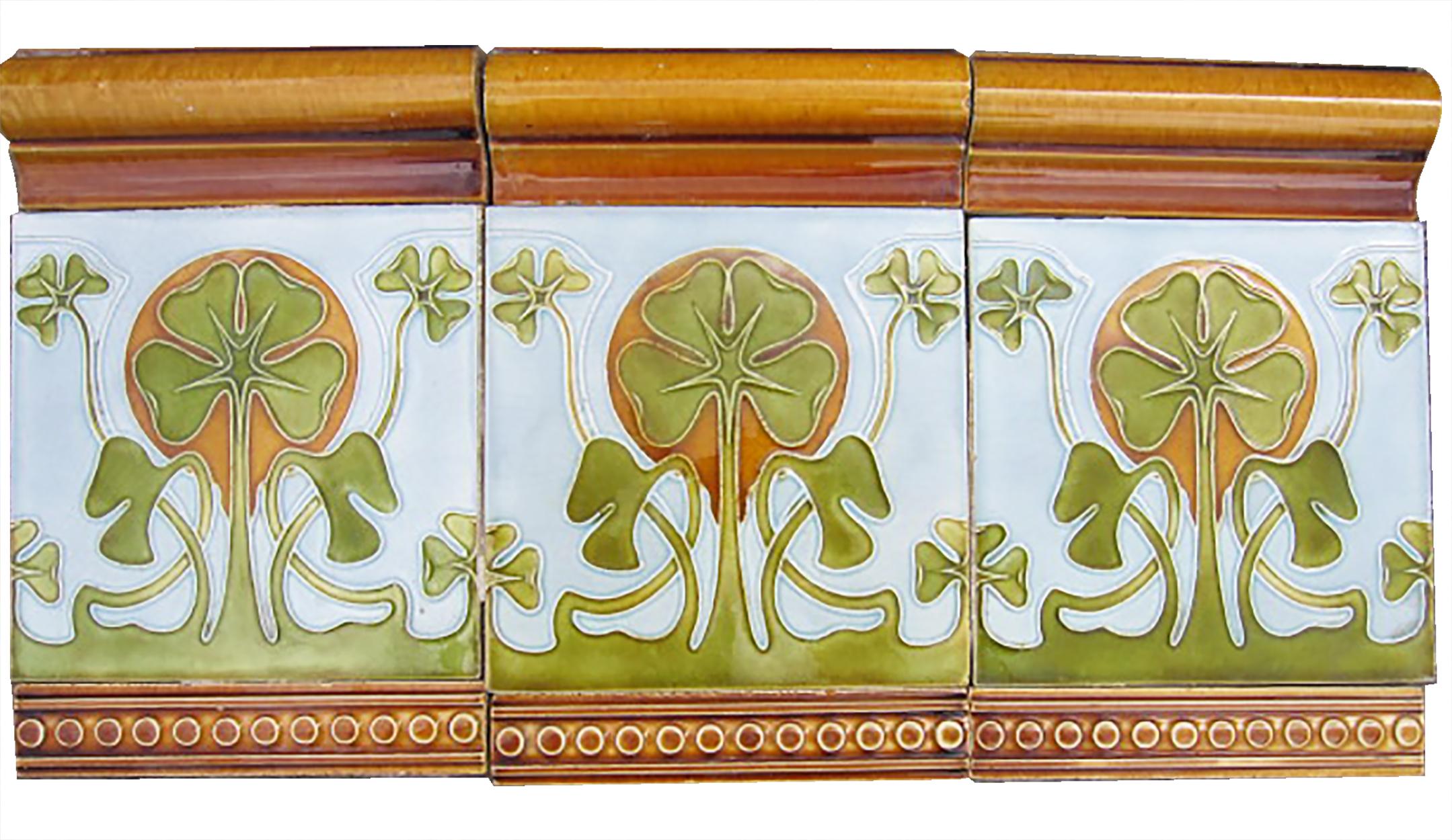 1 of the 24 Glazed Art Nouveau Relief Tiles, 1920s 7