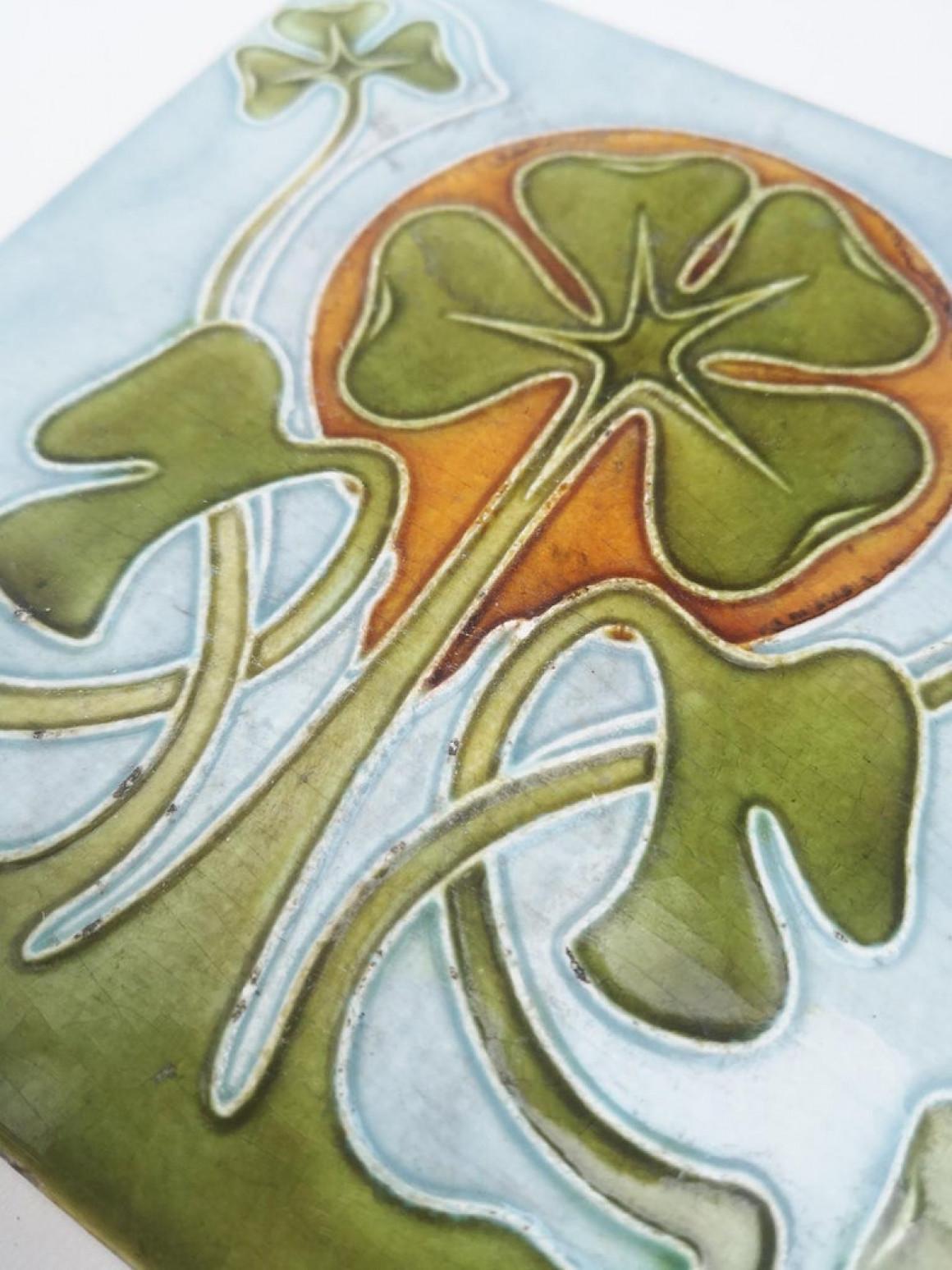 1 of the 24 Glazed Art Nouveau Relief Tiles, 1920s In Good Condition For Sale In Rijssen, NL