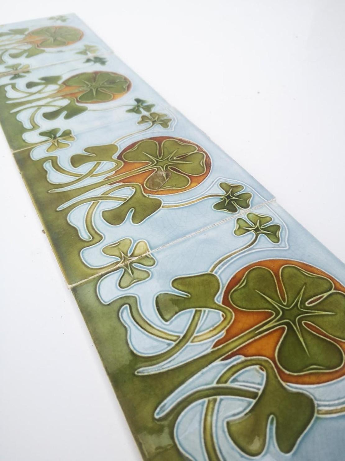 Early 20th Century 1 of the 24 Glazed Art Nouveau Relief Tiles, 1920s