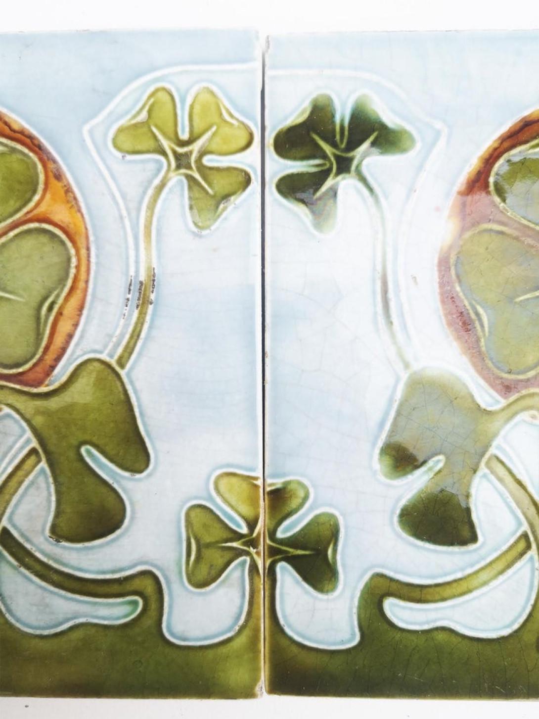 Ceramic 1 of the 24 Glazed Art Nouveau Relief Tiles, 1920s