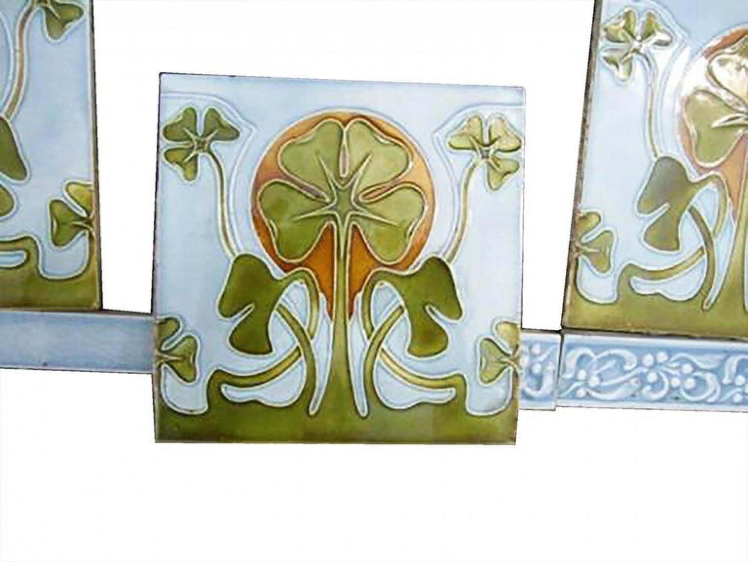 1 of the 24 Glazed Art Nouveau Relief Tiles, 1920s For Sale 2