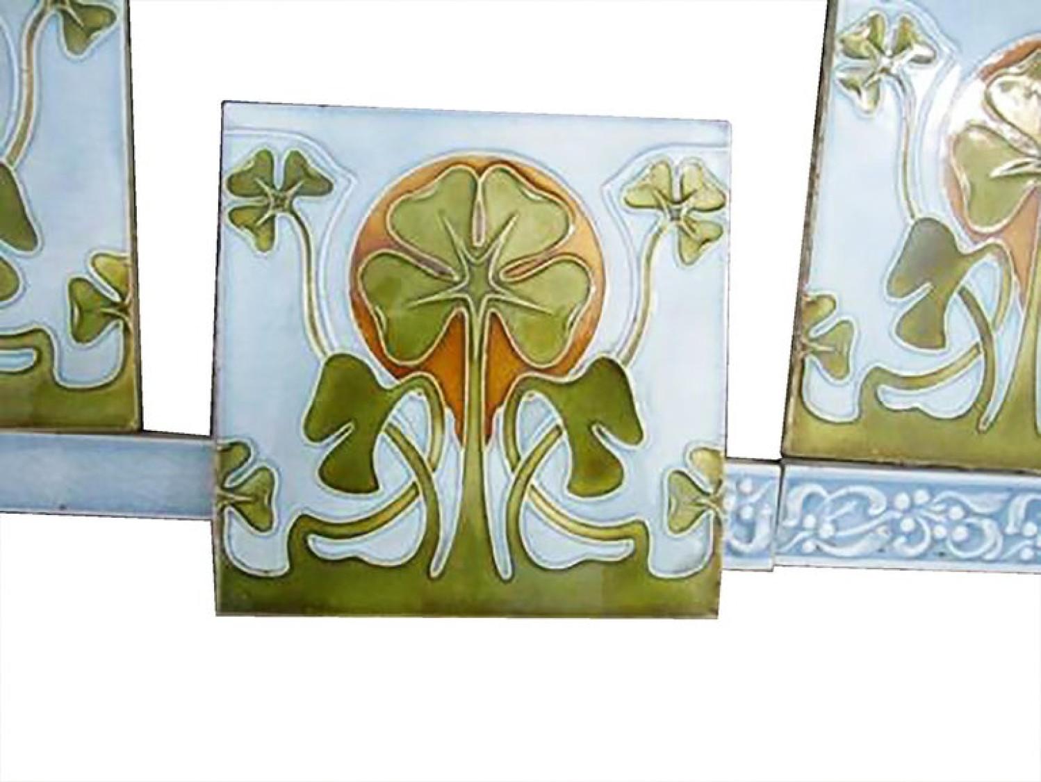 1 of the 24 Glazed Art Nouveau Relief Tiles, 1920s 2