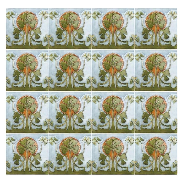 1 of the 24 Glazed Art Nouveau Relief Tiles, 1920s