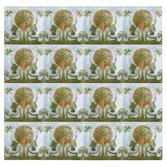 1 of the 24 Glazed Art Nouveau Relief Tiles, 1920s