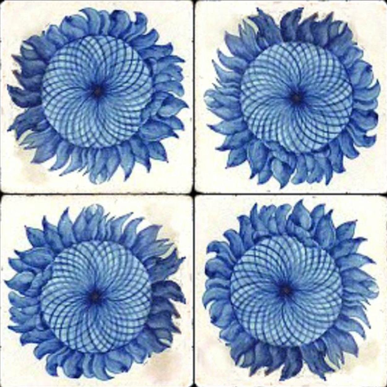 1 of the 24 Handmade Majolica Sunflower Tiles Made in Italy In Good Condition For Sale In Rijssen, NL