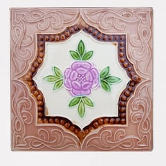 1 der 25 authentischen glasierten Art-Déco-Relieffliesen, Belga, um 1930