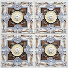 1 der 25 grau-blau-taupefarbenen glasierten Fliesen, Gilliot Freres Hemiksem