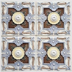 1 of the 25 Grey Blue Taupe Colored Glazed Tiles, Gilliot Freres Hemiksem