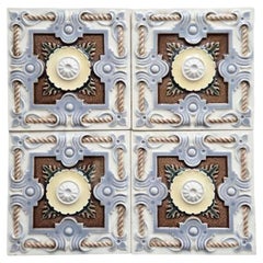 1 des 25 carreaux émaillés de couleur gris bleu taupe, Gilliot Frères Hemiksem