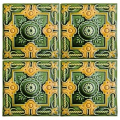 1 of the 275 Art Deco Glazed Relief Tiles by Gilliot, circa 1920 (Copy)