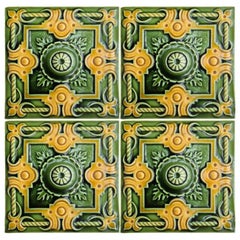 1 of the 275 Art Deco Glazed Relief Tiles by Gilliot, circa 1920