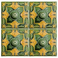 1 of the 275 Art Deco Glazed Relief Tiles by Gilliot, circa 1920