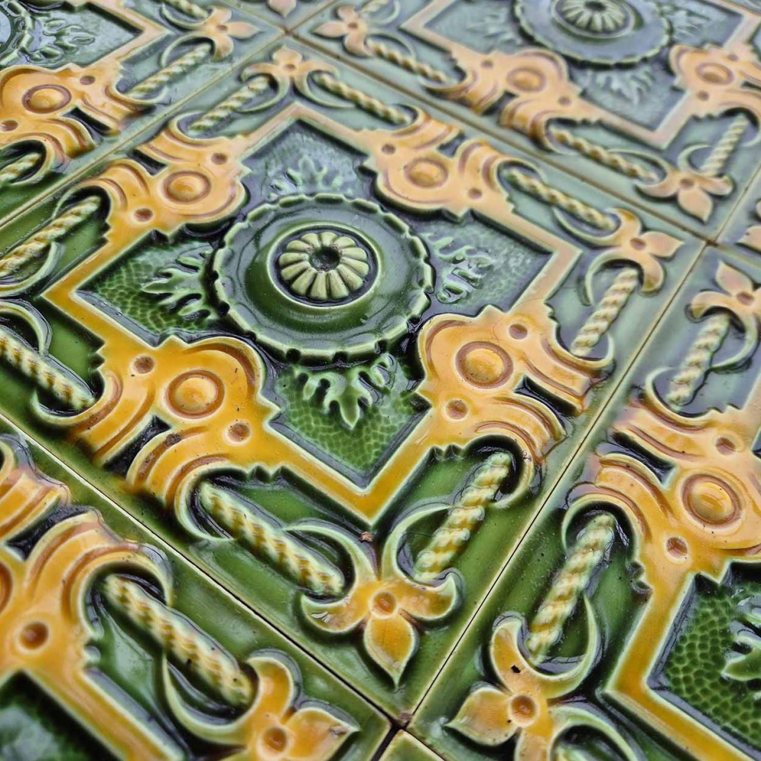 Belgian 1 of the 275 Art Deco Glazed Relief Tiles by Gilliot, circa 1920 For Sale
